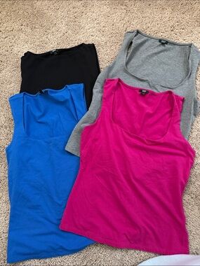 Express Tank Tops in Fuchsia, Royal Blue, Black & Gray - Pack of 4